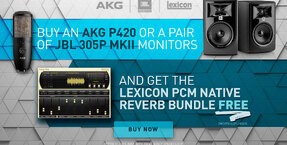 Extended until 31st December! Buy a pair of JBL 305P MkII Studio Monitors or an AKG P420 Microphone and receive a FREE Lexicon PCM Native Plug-In Bundle