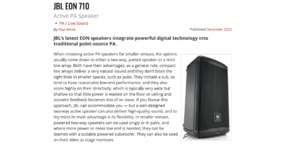 JBL Professional EON710 Active PA Speaker Receives Superb Review in December's Issue Of Sound On Sound